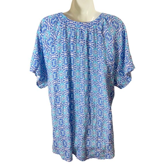 Kim Rogers Blue XOXO V-Neck 4 button Short Sleeve Womens Top 2X - Picture 5 of 8